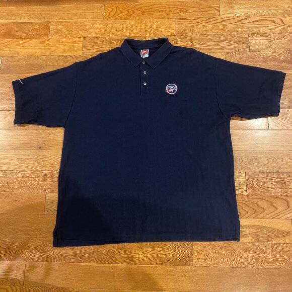 Team Hockey Vintage Nike Fit Dry Navy Blue Polo Shirt Men’s Made in USA XXL